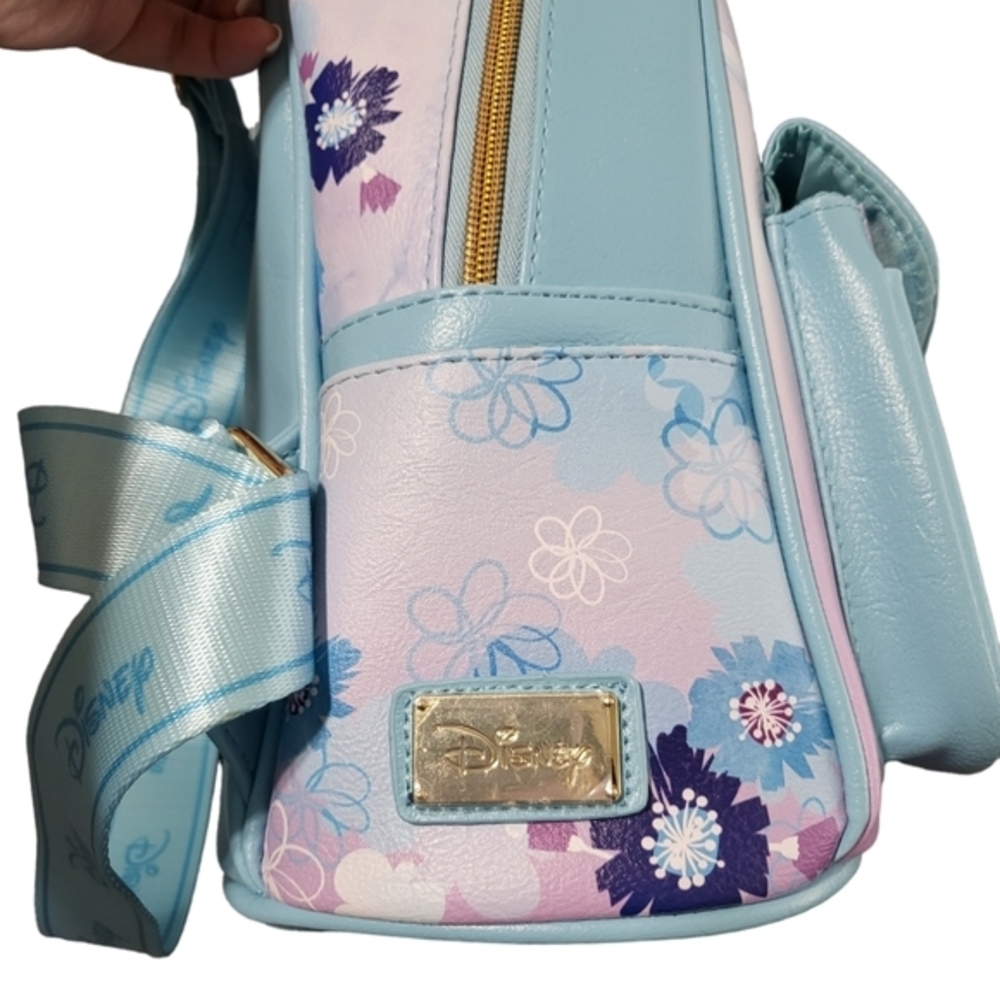 Disney Princess‎ Cinderella Mini Vegan Leather Backpack Blue 11" Bag - Picture 12 of 13